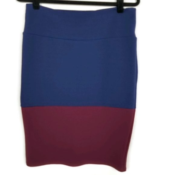 LuLaRoe Cassie Skirt L Color Block Knee Length - Picture 4 of 4